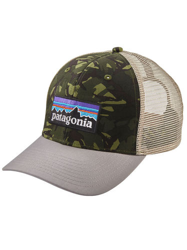 Patagonia P-6 Logo Trucker Hat (Big Camo: Fatigue Green w/Drifter Grey)