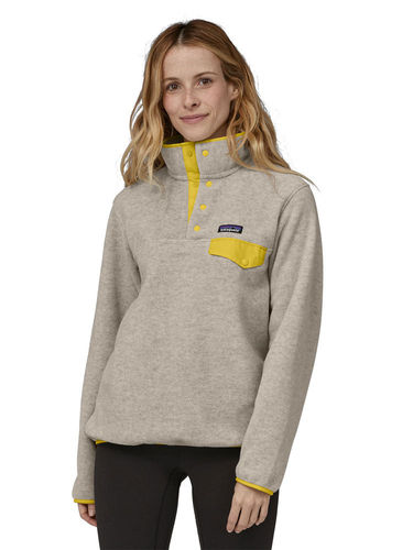 Patagonia Dames Lightweight Synchilla Snap-T Fleece Pullover (Oatmeal Heather w/Shine Yellow)