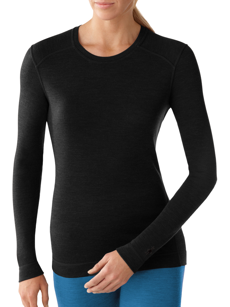 SmartWool Dames NTS 250 Crew Black Merino Wol Ondergoed Shirt