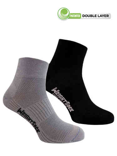 Wrightsock Coolmesh-II Quarter 2-Pack (Black/ Light Gray)