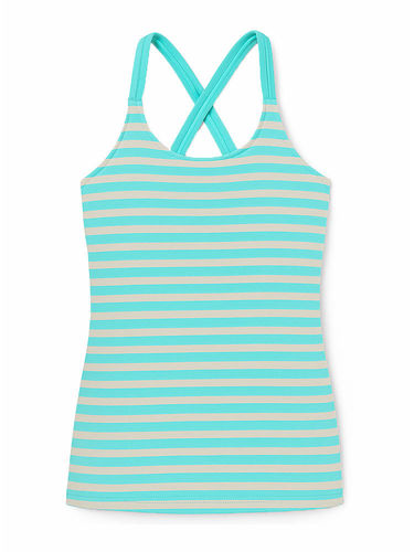 Patagonia Dames Cross Back Tank (Vista Stripe: Howling Turquoise)