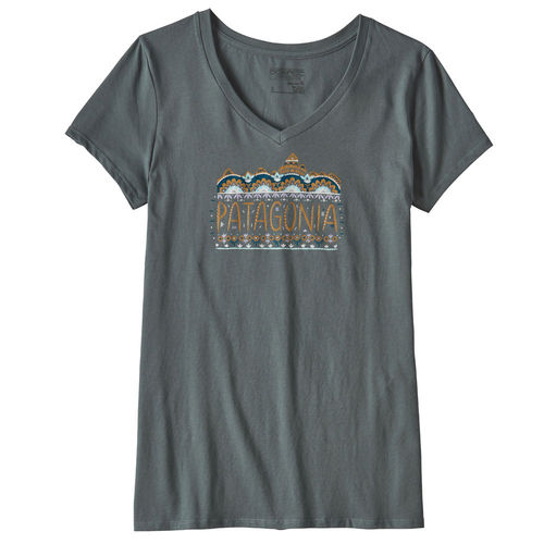 Patagonia Women s Fitz Roy Cotton V Neck T Shirt Nouveau Green Shirt