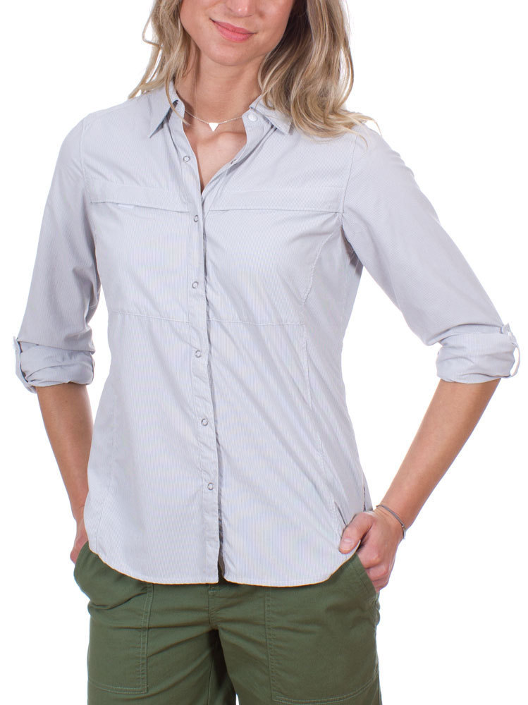 ExOfficio Wm's BugsAway Halo Stripe L/S (Slate) InsectShield Permethrin  Shirt