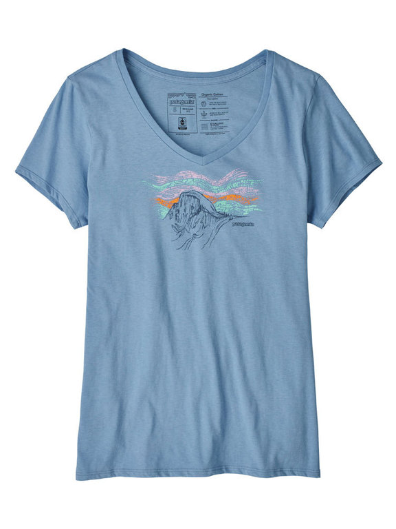 Blue) Raindrop Organic Women\'s Patagonia T-Shirt Shirt Peak (Railroad V-Neck