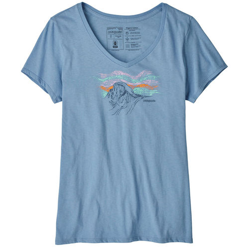 Patagonia Women s Raindrop Peak Organic V Neck T Shirt Railroad Blue Shirt