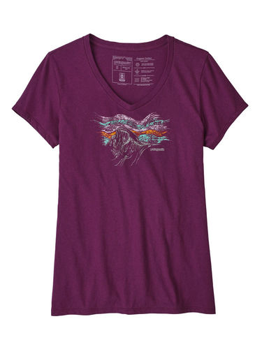 Patagonia Dames Raindrop Peak Organic V-Neck T-Shirt (Geode Purple)