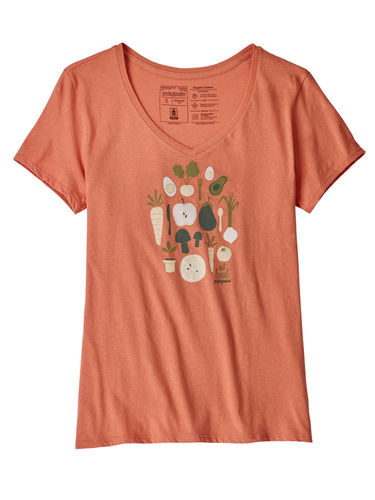 Patagonia Dames Harvest Haul Organic V-Neck T-Shirt (Quartz Coral)