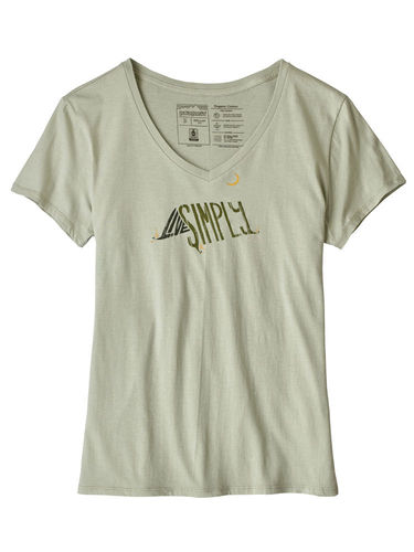 Patagonia Women's Live Simple Sleeping Out V-Neck T-Shirt (Desert Sage)