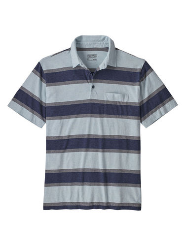 Patagonia Squeaky Clean Polo (Rugby Stripe: Atoll Blue)