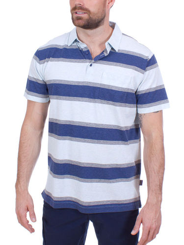 Patagonia Squeaky Clean Polo (Rugby Stripe: Atoll Blue)