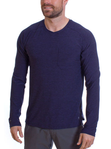 Royal Robbins Men's Bug Barrier Tech Travel LS (Ink Blue Heather)