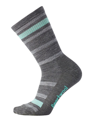 SmartWool Dames Striped Hike Light Crew (Medium Gray)