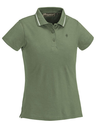 Olive green polo shirt womens top
