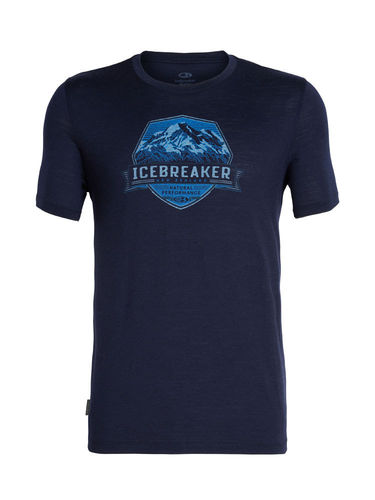 Icebreaker Heren Tech Lite SS Crewe Cook Crest (Midnight Navy)