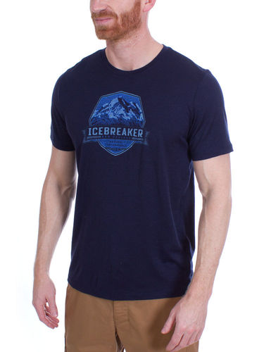 Icebreaker Heren Tech Lite SS Crewe Cook Crest (Midnight Navy)