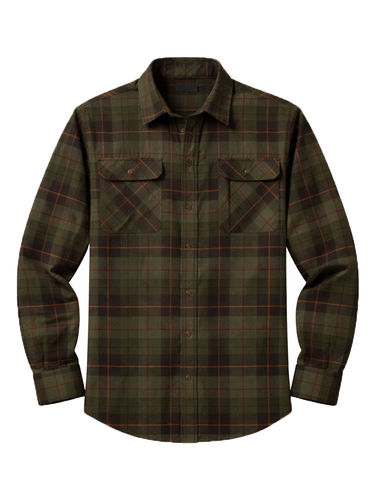 Pinewood Heren Prestwick Exclusive LS Shirt (Green/ Terracota)