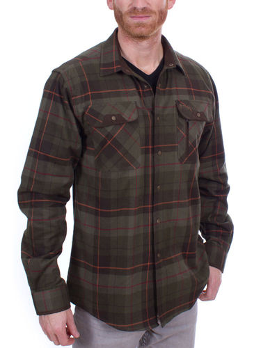 Pinewood Heren Prestwick Exclusive LS Shirt (Green/ Terracota))