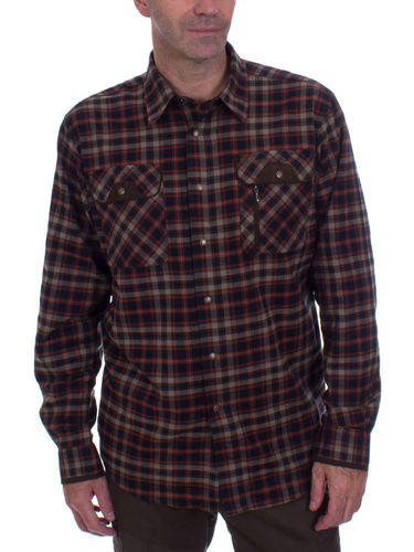 Pinewood Heren Prestwick Exclusive LS Shirt (Dark Navy/ Dark Copper)