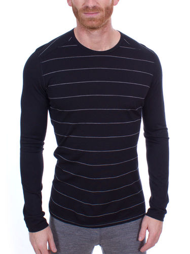 Icebreaker Men's 200 Oasis LS Crewe (Black Stripe)