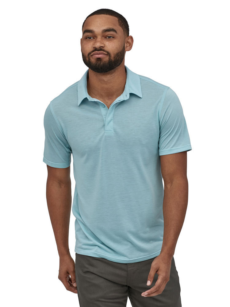 Patagonia Men s Cap Cool Trail Polo Shirt Big Sky Blue Active Wear