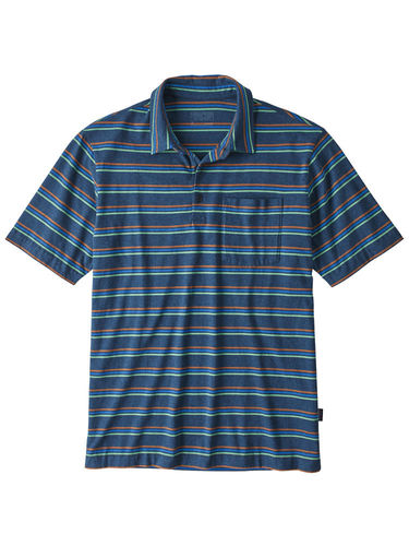 Patagonia Men's Organic Cotton LW Polo (Pacific Stripe: Stone Blue)