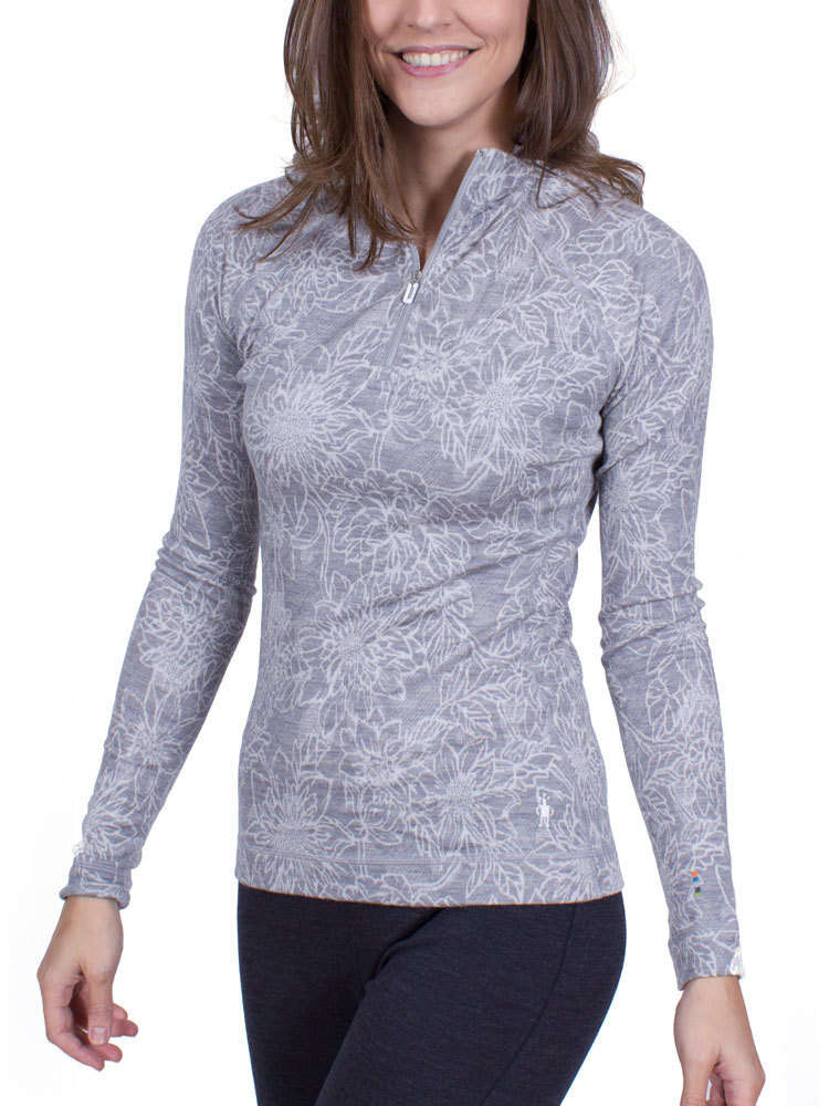 Seraph Met name In de meeste gevallen Smartwool Dames Merino 250 Baselayer Pattern 1/4 Zip (Light Gray Traced  Dahlia) Merino Wol Ondergoed Shirt