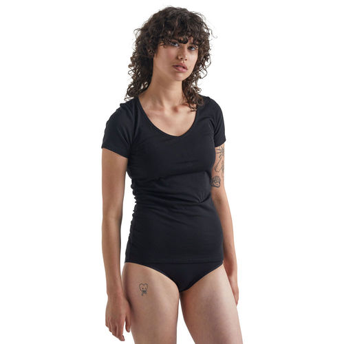 Icebreaker Dames Siren SS Sweetheart Black Merino Baselayer Top