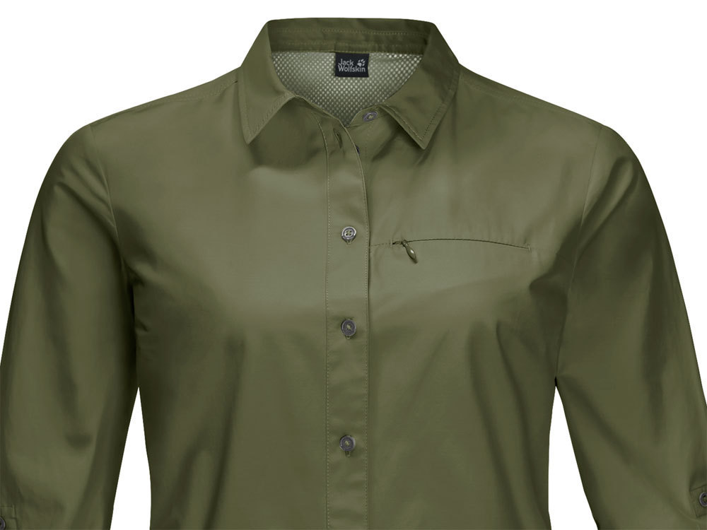 Jack Wolfskin Women s Lakeside Roll Up Shirt Light Moss Summer Shirt