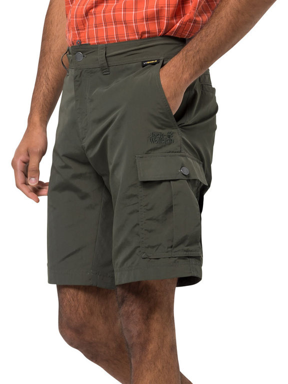 Jack Wolfskin Men\'s Canyon Cargo Shorts (Dark Moss) Supplex Nylon Shorts