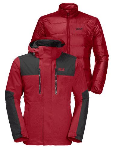 Jack Wolfskin Heren Jasper 3-in-1 Jacket (Red Lacquer)