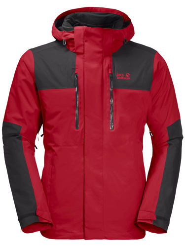 Jack Wolfskin Men s Jasper 3 in 1 Jacket Red Lacquer Outdoor Jacket
