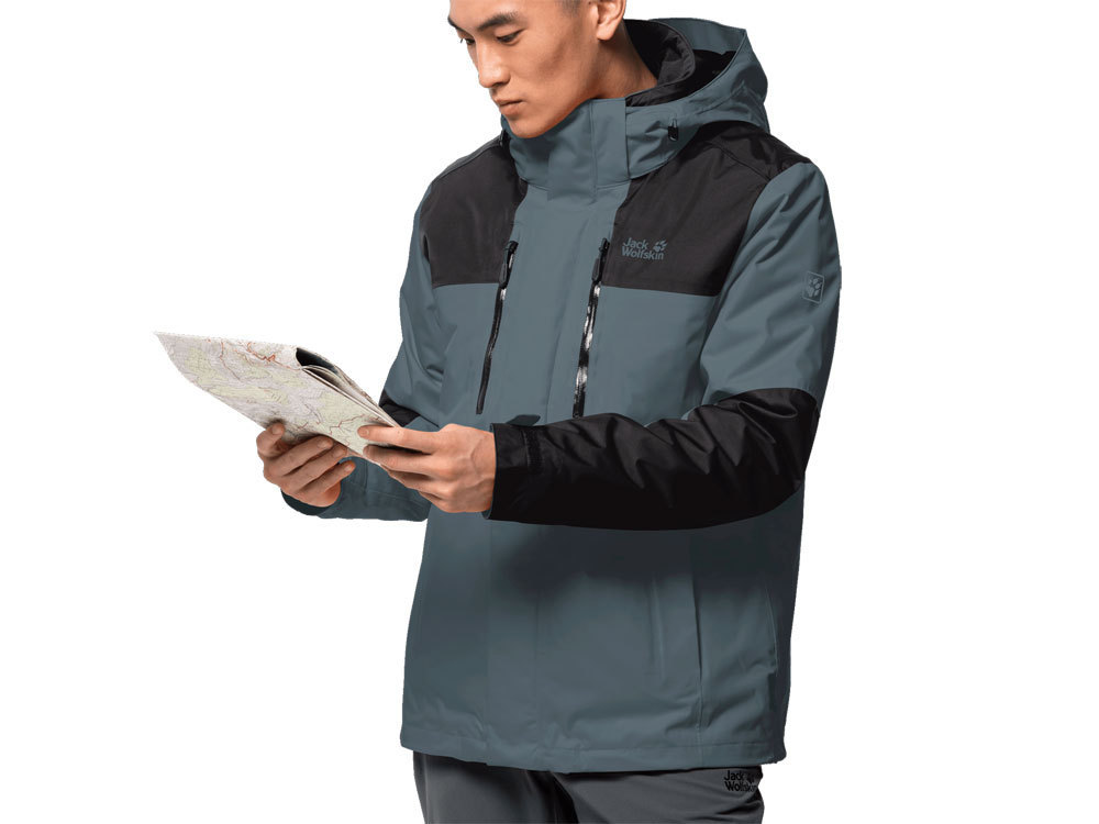 Jack Wolfskin Men s Jasper 3 in 1 Jacket Storm Grey Outdoor Jacket