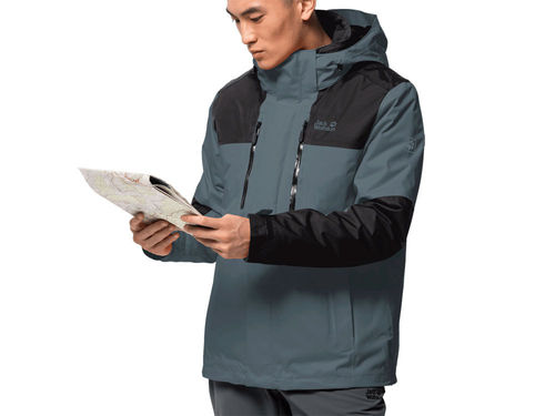 Jack Wolfskin Men s Jasper 3 in 1 Jacket Storm Grey Outdoor Jacket