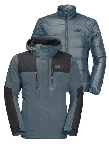 Jack Wolfskin Heren Jasper 3-in-1 Jacket (Storm Grey)