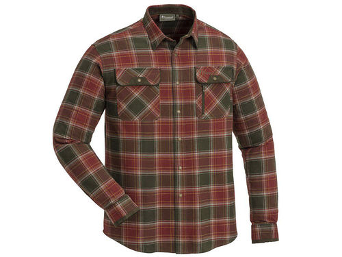 Pinewood Heren Prestwick Exclusive LS Shirt Dark Copper Suede