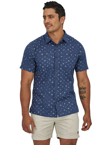 Patagonia Men's Back Step Shirt (River Symbols: Stone Blue)