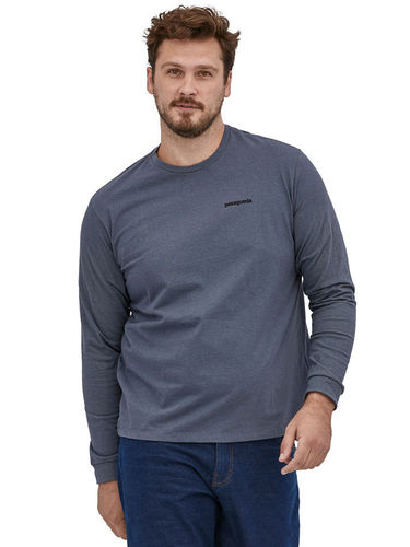 Patagonia Heren Long-Sleeved P-6 Logo Responsibili Tee (Plume Grey)