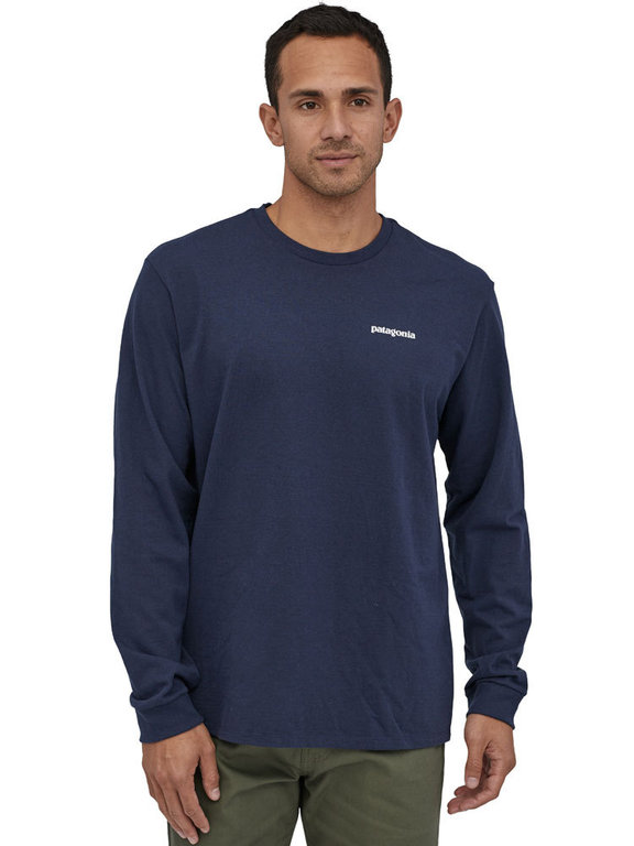 Patagonia Men's Long-Sleeved P-6 Logo Responsibili Tee (Classic Navy) Shirt