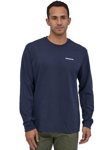 Patagonia Men's Long-Sleeved P-6 Logo Responsibili Tee (Classic Navy)