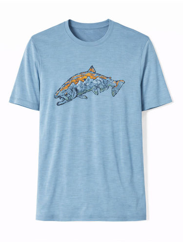 Icebreaker Men's Tech Lite SS Crewe Tetons Salmon - Waterfall