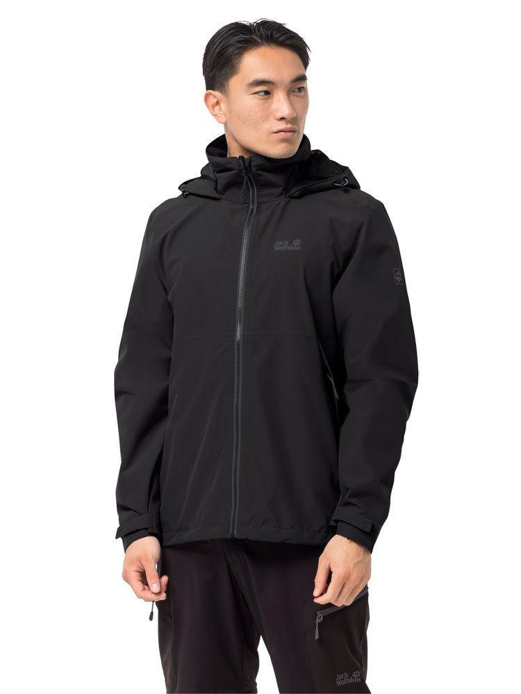 overdrijven Verplicht Luchtvaartmaatschappijen Jack Wolfskin Heren Evandale Jacket (Black) Regenjas