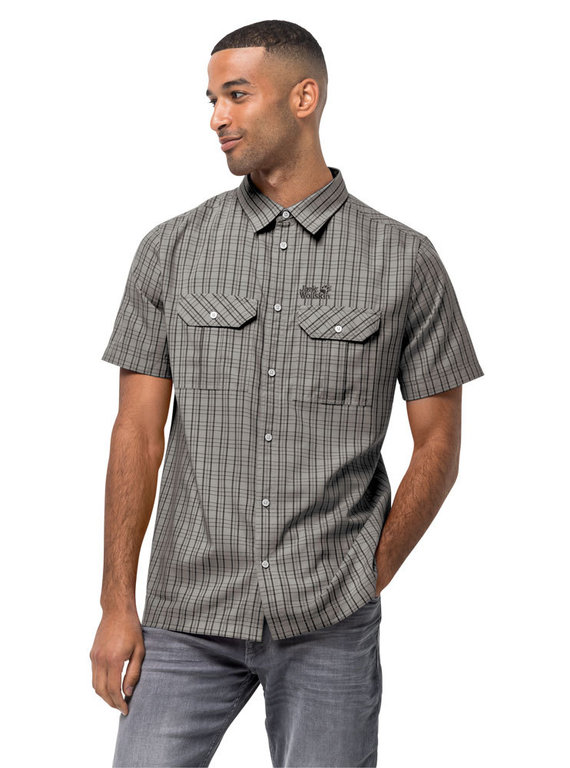 Jack Wolfskin Men s Thompson Shirt Ash Grey Checks Summer Shirt