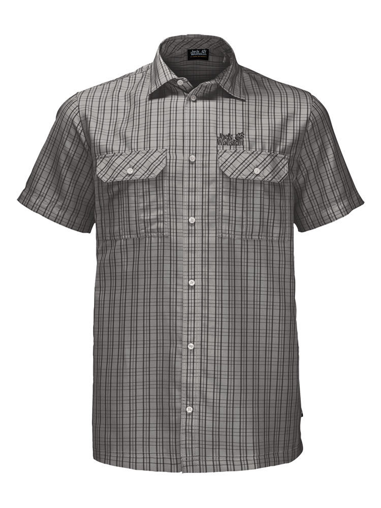 Jack Wolfskin Men s Thompson Shirt Ash Grey Checks Summer Shirt