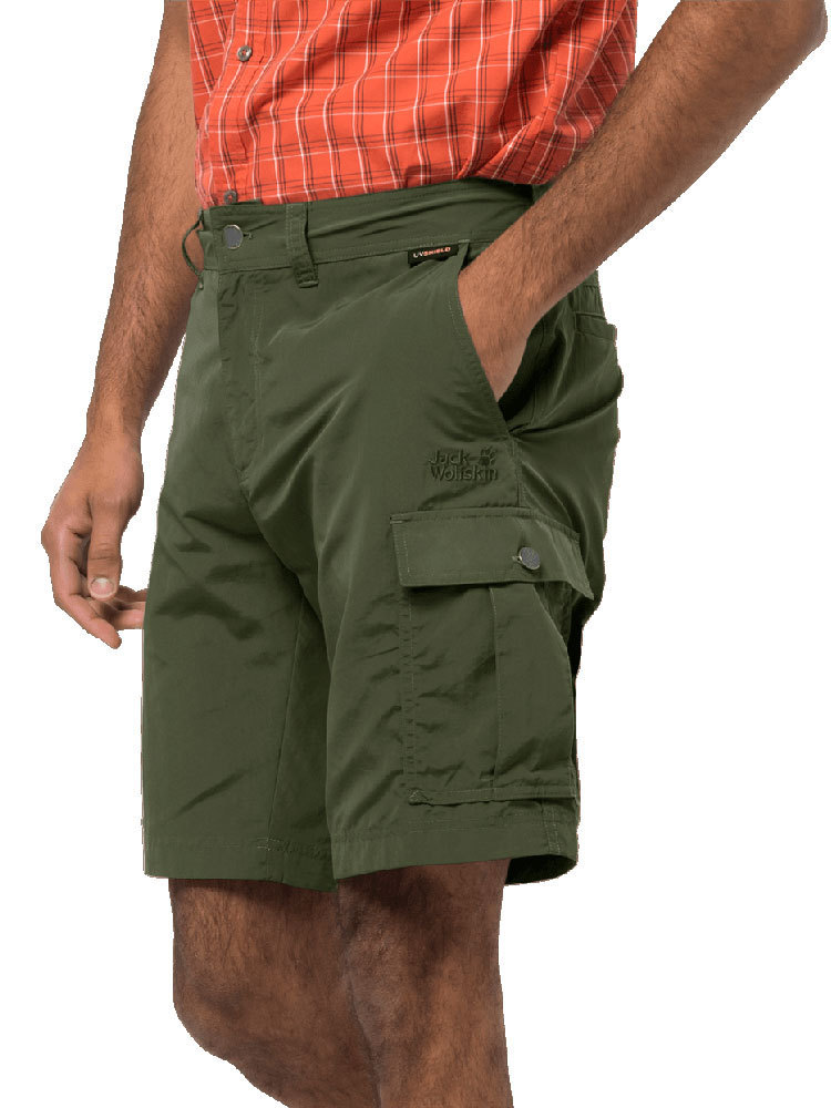 Jack Wolfskin Men's Canyon Cargo Shorts (Greenwood) Supplex Nylon Shorts