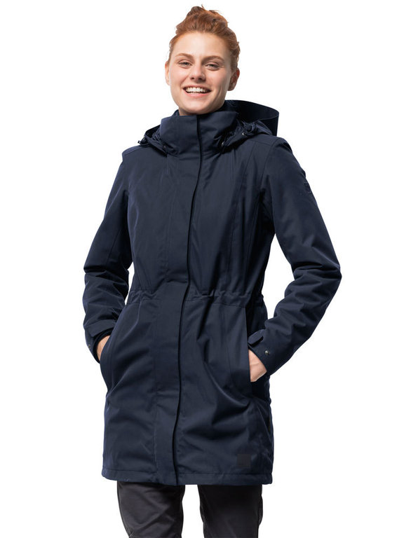 Jacket Wolfskin Coat (Night Women\'s 3-in-1 Jack Insulating Blue) Ottawa