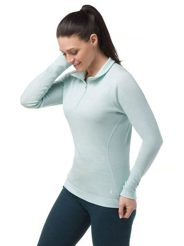 Smartwool Dames Classic Thermal Merino250 Base Layer 1/4 Zip (Bleached Aqua Heather)