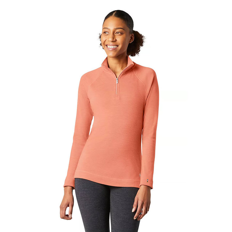 Smartwool Women s Classic Thermal Merino250 Base Layer 1 4 Zip Sunset Coral Heather Merino Baselayer Underwear