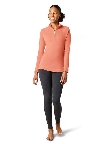 Smartwool Women's Classic Thermal Merino250 Base Layer 1/4 Zip (Sunset Coral Heather)