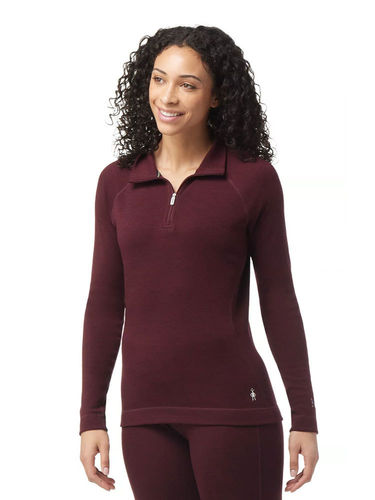 Smartwool Women's Classic Thermal Merino250 Base Layer 1/4 Zip (Black Cherry Heather)