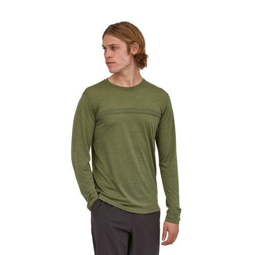 Patagonia Men s Long Sleeved Cap Cool Merino Graphic Shirt Fitz Roy Fader Palo Green Shirt